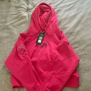 NWT NFL Detroit Lions Pink Cropped Hoodie Small